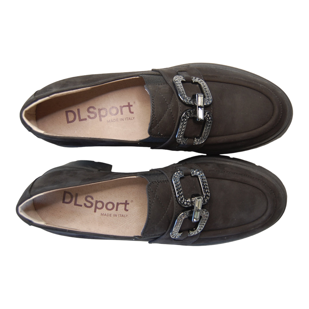 DL Sport Chain Loafer Black Nubuck Leather top down view