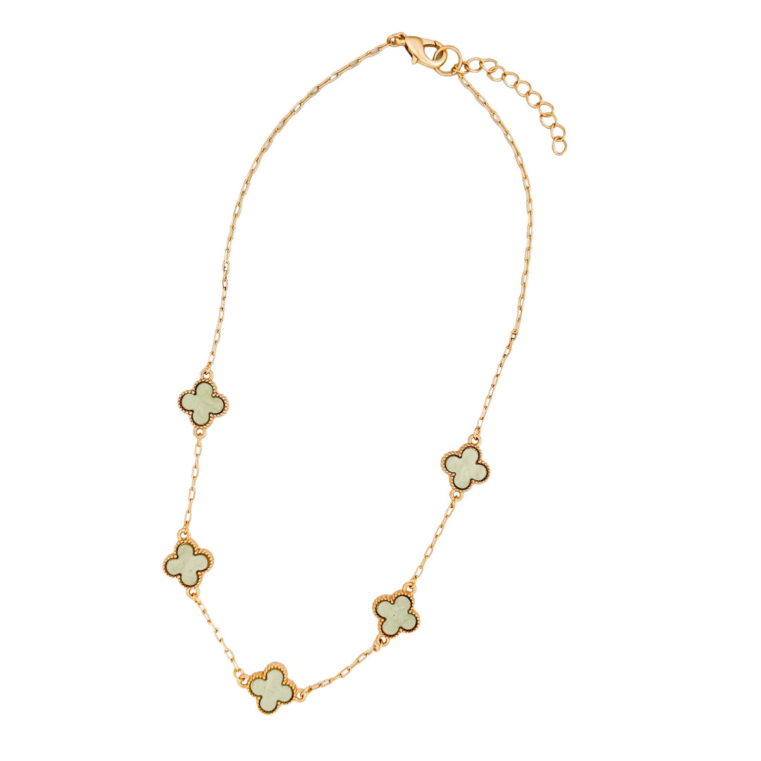 Envy Short Gold and Green Clover Necklace