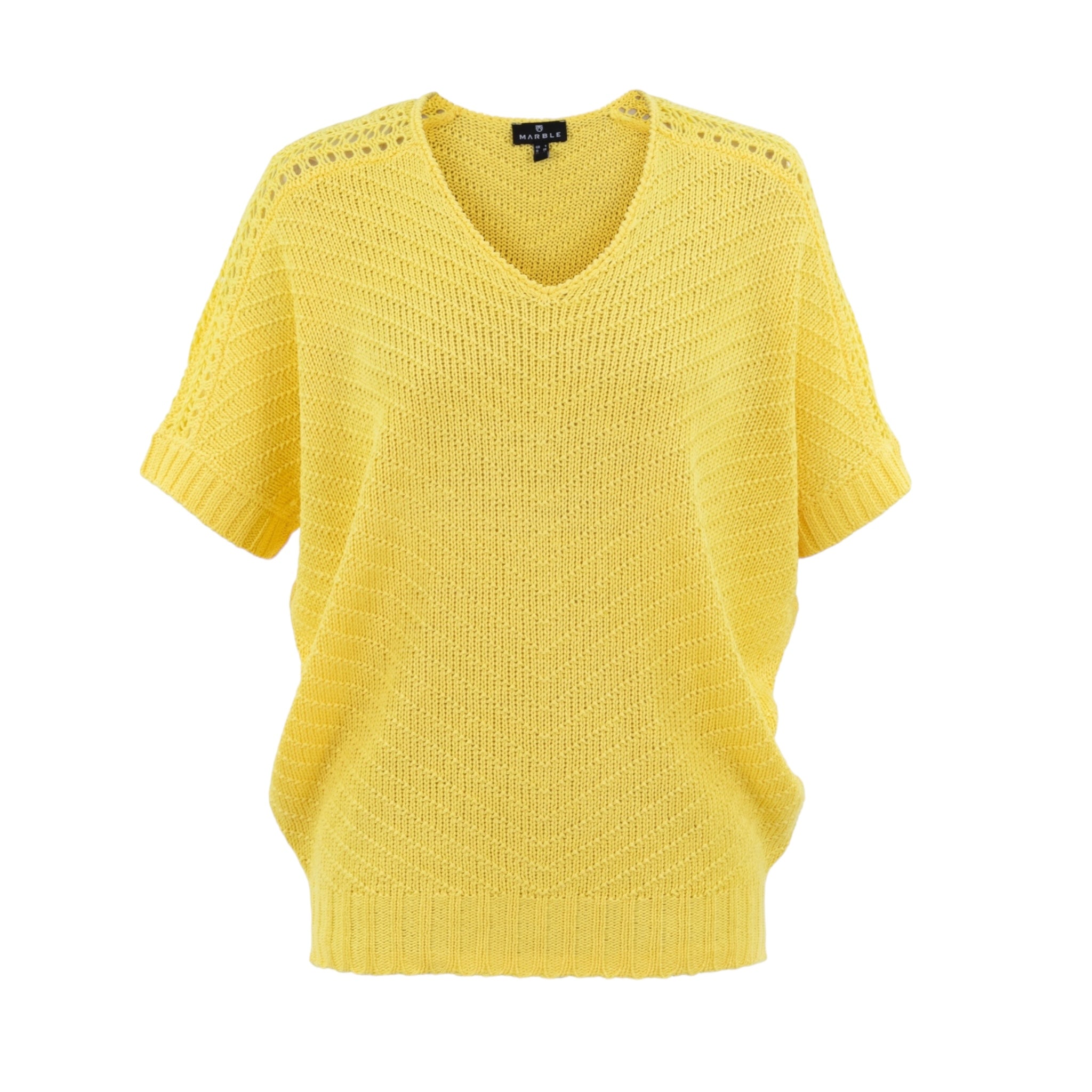 Marble V Neck Sweater Yellow