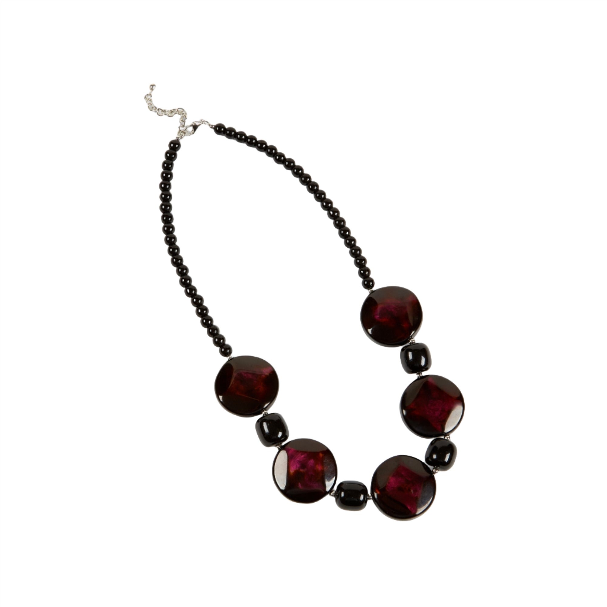 Dante Short Beaded Necklace Black and Red