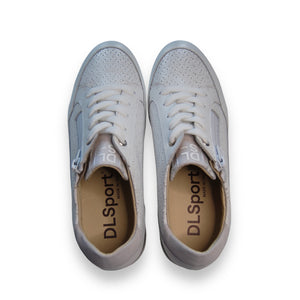 DL Sport Perforated Leather Sneaker White 5629 Nabuk Tasso V3 top view